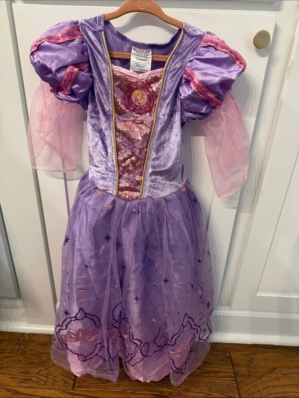 Purple Rapunzel Princess Kids Costume Dress with Pink Accents size 3-4 years